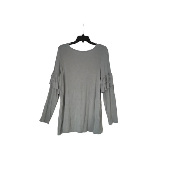 143 by Line Up Story Sage Green Ruffle Top Tunic Long Sleeve Modal Soft  Size M - Picture 3 of 8
